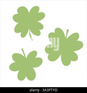 Illustration de feuille de silhouette de vecteur de trèfle une plante et des fleurs de trèfle chanceux Illustration de Vecteur