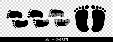 Icône représentant une silhouette de pieds humains, empreintes stylisées dessinées à la main. Illustration vectorielle isolée, élément de conception du logo. Illustration de Vecteur