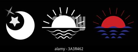 Matin Jour Soir Nuit icon set Illustration de Vecteur