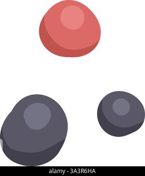 Pizza ingrédient poivre différent isolé sur blanc. Illustration vectorielle de bande dessinée de la base de pâte, tomate, poivre, morceaux de champignons, tranches de jambon et sal Illustration de Vecteur