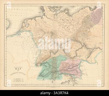 Carte de Germania Antiqua de Gall & Inglis. Allemagne ancienne et Europe centrale 1850 Banque D'Images
