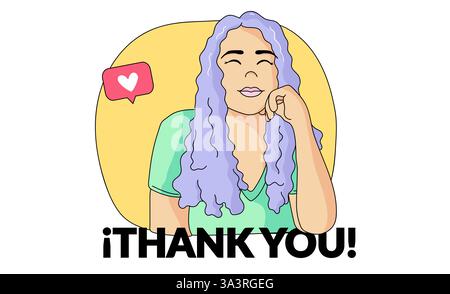 Illustration créative « Merci » avec lettrage à la main ludique et design artistique. Parfait pour les cartes de vœux, les médias sociaux et les messages d'appréciation. Banque D'Images