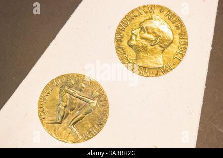 Médaille Nobel de la paix de Martin Luther King Jr. situé dans le Freedom Hall, King Center, Atlanta, Géorgie. Banque D'Images