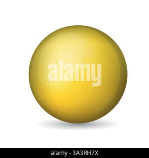 Boule jaune en verre ou perle précieuse. Boule brillante réaliste, illustration vectorielle abstraite 3D mise en évidence sur fond blanc. Grosse bulle métallique avec Illustration de Vecteur