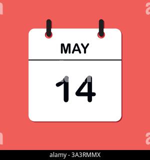 14 mai. Icône calendrier quotidien pour la conception. Conception simple pour brochure commerciale, flyer, médias imprimés, publicité. Facilement modifiable Illustration de Vecteur
