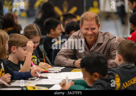Document photo fourni par Invictus Games du duc de Sussex qui lance un programme scolaire à Vancouver, Canada, avant les Jeux Invictus qui auront lieu à Vancouver et à Whistler en février. Date de la photo : lundi 18 novembre 2024. Banque D'Images