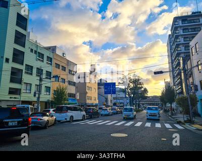 Lever du soleil à Kobe City au petit matin au Japon. Banque D'Images