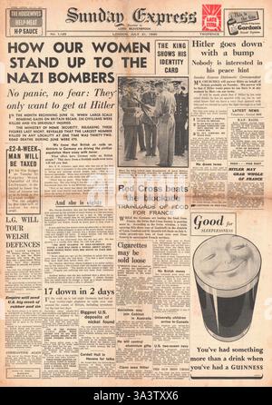 1940 première page Sunday Express Hitler et l'opinion mondiale sur la parole Banque D'Images