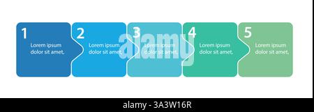 Infographies blocs de pas comme pièces de puzzle. Modèle de présentation infographique. Conception de processus métier. Illustration vectorielle plate Illustration de Vecteur
