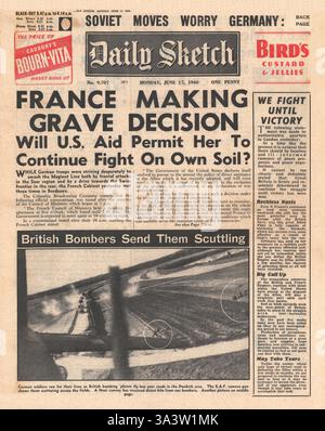 1940 front page Daily Sketch France considère abandon Banque D'Images