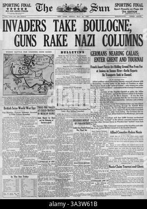 1940 front page Le Soleil (New York) capture de l'armée allemande Boulogne Banque D'Images