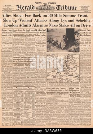 1940 front page New York Herald Tribune bataille des Flandres Banque D'Images