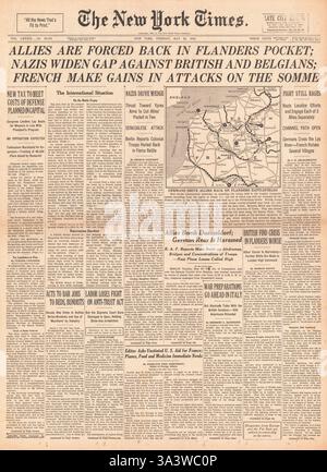 1940 front page New York Times bataille des Flandres Banque D'Images