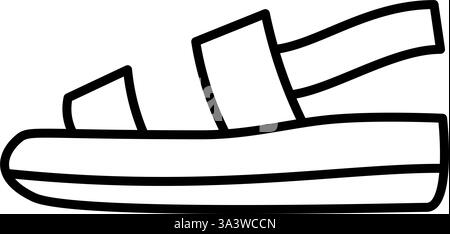 Sandales de ceinture, icône simple de dessin de ligne noir et blanc de vêtements, illustration vectorielle Illustration de Vecteur