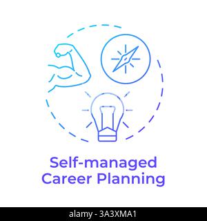 Icône de concept de dégradé bleu de planification de carrière autogérée Illustration de Vecteur