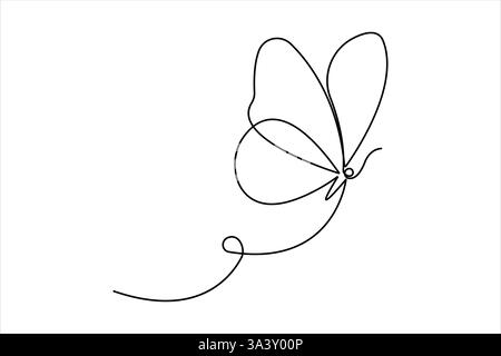 Dessin continu d'une ligne de dessin de papillon Illustration de Vecteur