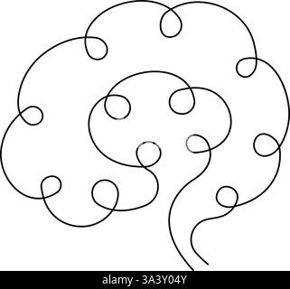 Dessin d'art continu d'une ligne de cerveau humain de l'illustration vectorielle d'intelligence Illustration de Vecteur