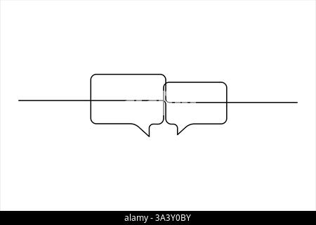 Un dessin en trait continu d'une bulle de dialogue en forme de nuage de discussion carré et de conception de dialogue de pensée Illustration de Vecteur