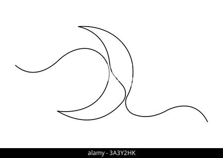 Dessin d'art continu d'une ligne de lune de Ramadan Kareem et Eid dans l'illustration vectorielle de contour Illustration de Vecteur