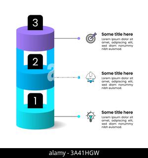 Modèle d'infographie avec icônes et 3 options ou étapes. Colonne. Peut être utilisé pour la mise en page de flux de travail, bannière, diagramme, webdesign. Illustration vectorielle Illustration de Vecteur