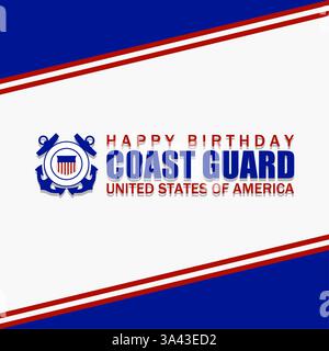 Joyeux anniversaire United States Coast Guard illustration vectorielle de thème. Convient pour affiche, bannières, fond et carte de voeux. Illustration de Vecteur