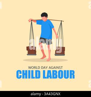 Illustration vectorielle de la journée mondiale contre le travail des enfants. Convient pour affiche, bannières, campagne et carte de voeux. Illustration de Vecteur