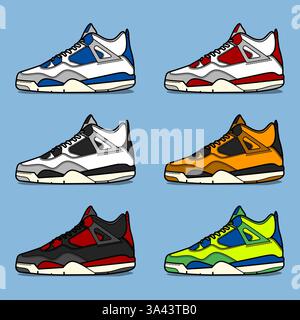 Sneakers set illustration vectorielle avec différentes couleurs Illustration de Vecteur