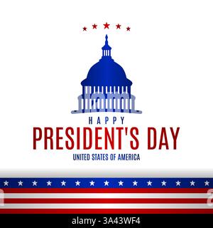 Joyeux modèle de lettrage USA pour la fête du Président. Illustration vectorielle. Convient pour affiche, bannières, fond et carte de voeux. Illustration de Vecteur