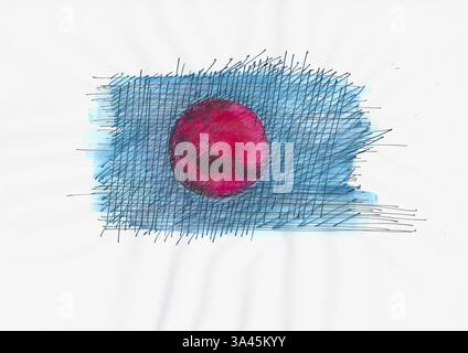 Croquis de stylo à encre Planet mars Banque D'Images