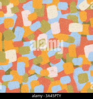 Motif abstrait sans couture avec des carrés texturés colorés. Design géométrique moderne dessiné à la main pour le papier peint, les textiles, la décoration intérieure et les projets numériques Banque D'Images