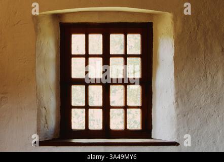 Détail de la fenêtre intérieure ; Hans Herr House ; structure la plus ancienne & Mennonite Meeting House dans le comté de Lancaster (1719) ; Pennsylvanie ; États-Unis Banque D'Images