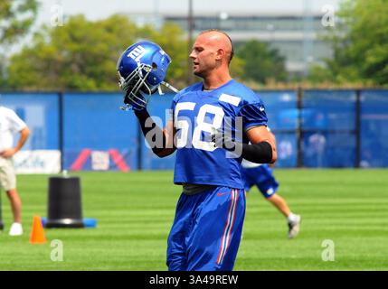 22 juillet 2014 - East Rutherford, New Jersey, U. S - 22 juillet 2014 : Mark Herzlich (58), linebacker des New York Giants, pendant le camp d'entraînement au Quest Diagnostics Training Center, East Rutherford, NJ (crédit image : © Bennett Cohen/ZUMA Wire) Banque D'Images