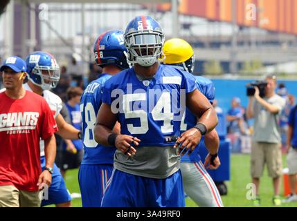 22 juillet 2014 - East Rutherford, New Jersey, U. S - 22 juillet 2014 : Spencer Paysinger, linebacker des New York Giants (54), pendant le camp d'entraînement au Quest Diagnostics Training Center , East Rutherford, NJ (crédit image : © Bennett Cohen/ZUMA Wire) Banque D'Images