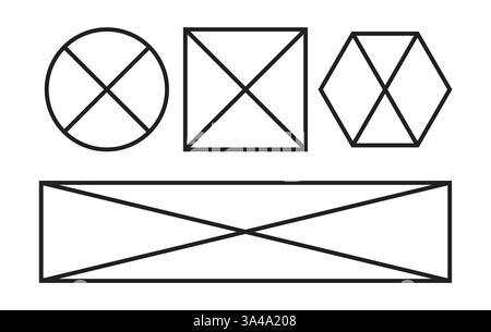 Illustration ligne encadrée avec croix Illustration de Vecteur