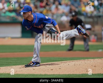 20 août 2014 - Oakland, CA, USA - les New York mets Zack Wheeler ont affronté les Oakland Athletics en première manche au O.co Coliseum d'Oakland, Calif, le mercredi 20 août 2014. (Crédit image : © Dan Honda/MCT/ZUMA Wire) Banque D'Images