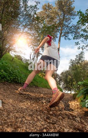 Entraînement de coureur de marathon dans un parc à Rome Banque D'Images
