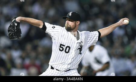 27 septembre 2014 - Chicago, il, USA - le lanceur des Chicago White Sox John Danks (50) lance la première manche contre les Royals de Kansas City au U.S. Cellular Field à Chicago le samedi 27 septembre 2014. (Crédit image : © John Sleezer/MCT/ZUMA Wire) Banque D'Images