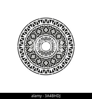 Motif mandala décoratif. Motif fleuri géométrique. Ornement noir et blanc. Élément artistique vectoriel. Illustration de Vecteur