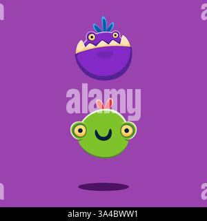 Police Halloween ponctuation deux points caractère monstre mignon. Bizarre monstre alien personnage ABC typé symbole spécial, vecteur alphabet anglais d'Halloween Illustration de Vecteur