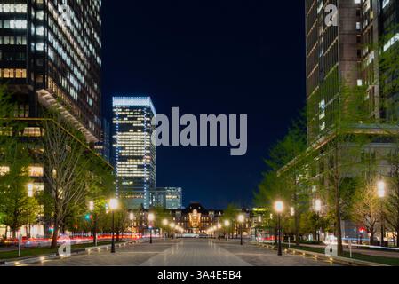 La photo montre le bâtiment de la gare de Tokyo dans le quartier des affaires de Marunouchi à Tokyo, au Japon. Photographe : Rob Gilhooly Banque D'Images