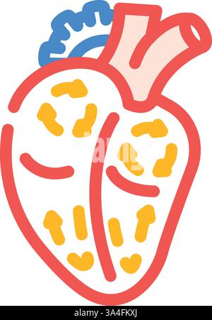 illustration vectorielle d'icône couleur de cardiologie de fibrillation auriculaire Illustration de Vecteur