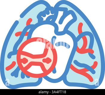 illustration vectorielle d'icône de couleur de maladie cardiologique d'hypertension pulmonaire Illustration de Vecteur