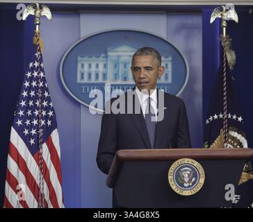 16 juillet 2014 - Washington, District de Columbia, U. S - le président américain Barack Obama fait des remarques sur les élections en Afghanistan, le conflit israélo-palestinien et les sanctions économiques contre les intérêts russes en réponse à la crise en Ukraine à la Maison Blanche à Washington, DC, le 16 juillet 2014. (Crédit image : © Prensa Internacional/ZUMA Wire) Banque D'Images