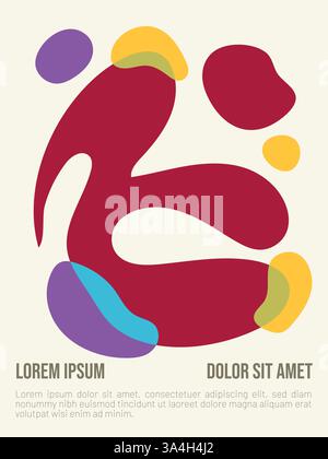 Mise en page Bauhaus colorée avec des formes abstraites. modèle d'affiche d'été de style bauhaus abstrait avec exemple d'illustration vectorielle de texte Illustration de Vecteur