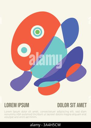 Modèle d'affiche estivale inspiré du Bauhaus. modèle d'affiche d'été de style bauhaus abstrait avec exemple d'illustration vectorielle de texte Illustration de Vecteur