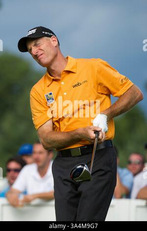23 août 2014 - Paramus, New Jersey, U. S - 23 août 2014 : Jim Furyk (États-Unis) réagit à son tir au 16e trou lors de la troisième manche du Barclays Fed ex Championship au Ridgewood Country Club à Paramus, NJ Crédit obligatoire : Kostas Lymperopoulos/csm (crédit image : © Kostas Lymperopoulos/Cal Sport Media/ZUMAPRESS.com) Banque D'Images