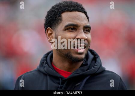 13 septembre 2014 - Columbus, Ohio, U. S - le quarterback des Buckeyes de l'Ohio State Braxton Miller (5) sur le terrain avant le match entre les Buckeyes de l'Ohio State et les Golden Flashs de Kent State à l'Ohio Stadium, Columbus, Ohio. (Crédit image : © Scott Stuart/ZUMA Wire) Banque D'Images