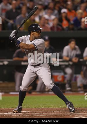 14 septembre 2014 - Baltimore, MD, États-Unis d'Amérique - New York Yankees DH Chris Young (24 ans) at bat. New York Yankees vs Baltimore Orioles à Oriole Park à Camden Yards à Baltimore, Maryland le 14 septembre 2014. Photo : Mike Buscher/Cal Sport Media(crédit image : © Mike Buscher/Cal Sport Media/ZUMAPRESS.com) Banque D'Images
