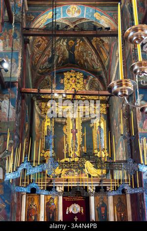 Le monastère de Visoki Dečani est un monastère chrétien orthodoxe serbe médiéval près de Deçan, au Kosovo. Banque D'Images