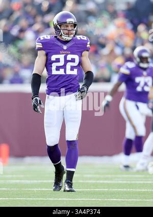 28 décembre 2014 : sécurité des Vikings du Minnesota Harrison Smith (22 ans) est montré lors d'un match de la NFL entre les Bears de Chicago et les Vikings du Minnesota au stade TCF Bank de Minneapolis, Minnesota. Les Vikings ont vaincu les Bears 13 - 9.(image crédit : © Andy Blenkush/Cal Sport Media/ZUMAPRESS.com) Banque D'Images